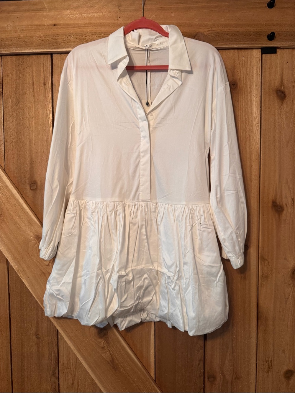 White Button-Front dress with bubble skirt